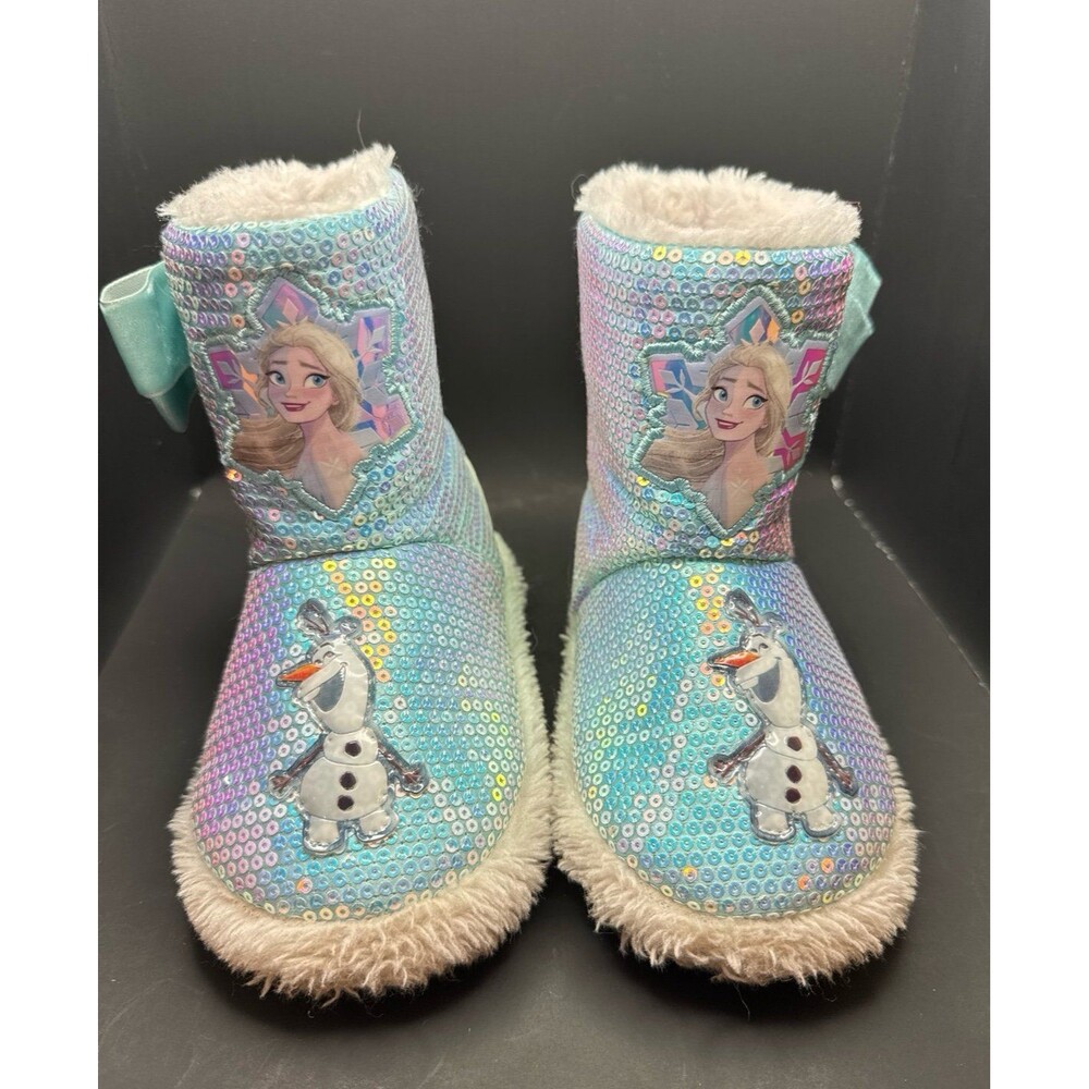 DISNEY Frozen Elsa Olaf Sequin Winter Boots Girls Size 9 - 10 (Bx 5)
